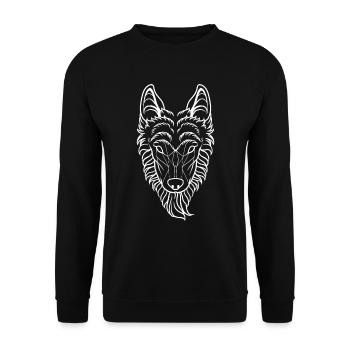 Wolf Geometrisch - Unisex Pullover - Schwarz - Vorne - Alina (178cm) & Michal (187cm)