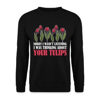 Tulpen Lustig Tulpen - Unisex Pullover - Schwarz - Vorne - Alina (178cm) & Michal (187cm)