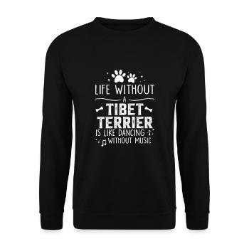 Life without Tibetan Terrier - Unisex Pullover - Schwarz - Vorne - Alina (178cm) & Michal (187cm)