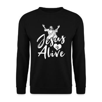 Christianisme chrétien Drôle Jésus est vivant - Sweat-shirt Unisexe - noir - Devant - Alina (178cm) & Michal (187cm)
