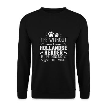 La vie sans Hollandse Herder - Sweat-shirt Unisexe - noir - Devant - Alina (178cm) & Michal (187cm)