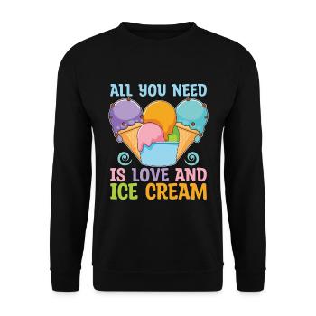 Ice Cream All You Need Is Love Frozen Sweet Ice - Unisex Sweatshirt - black - Front - Alina (178cm) & Michal (187cm)