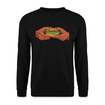 Vegetarisch Vegetarier - Unisex Pullover - Schwarz - Vorne - Alina (178cm) & Michal (187cm)