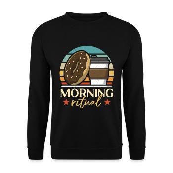 Coffee & Doughnuts Morning Ritual Coffee Doughnut - Unisex Pullover - Schwarz - Vorne - Alina (178cm) & Michal (187cm)