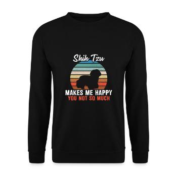 Shih Tzu makes me happy you not so much - Unisex Sweatshirt - black - Front - Alina (178cm) & Michal (187cm)