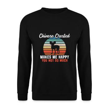 Chinese Crested me rend heureux toi pas tellement - Sweat-shirt Unisexe - noir - Devant - Alina (178cm) & Michal (187cm)