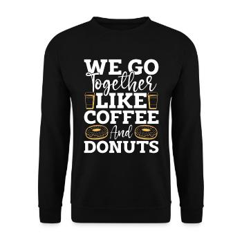Café et beignets Nous allons ensemble comme le petit déjeuner - Sweat-shirt Unisexe - noir - Devant - Alina (178cm) & Michal (187cm)