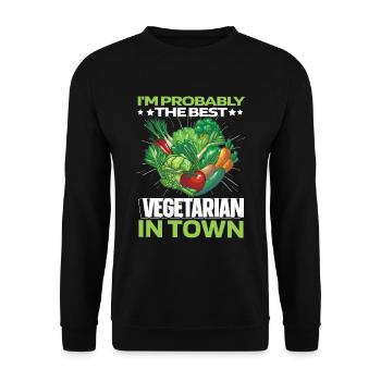 Vegetarisch Vegetarier Humor - Unisex Pullover - Schwarz - Vorne - Alina (178cm) & Michal (187cm)