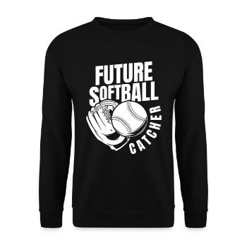 Softball Fänger - Unisex Pullover - Schwarz - Vorne - Alina (178cm) & Michal (187cm)
