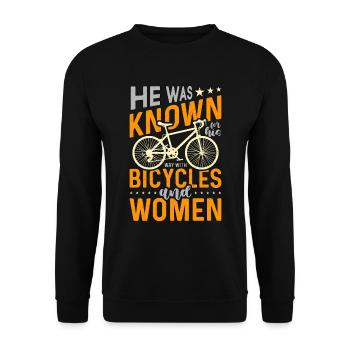 Bicycle He Was Known For His Mountain Bike Cyclist - Unisex Sweatshirt - black - Front - Alina (178cm) & Michal (187cm)