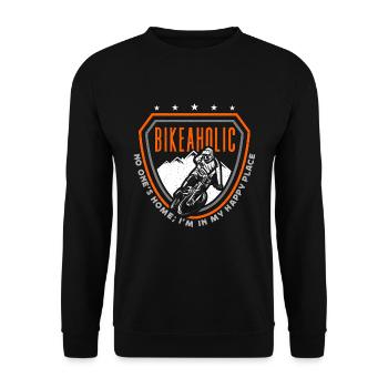 Bicycle Bikeaholic No One's Home Road Bike Cyclist - Unisex Pullover - Schwarz - Vorne - Alina (178cm) & Michal (187cm)