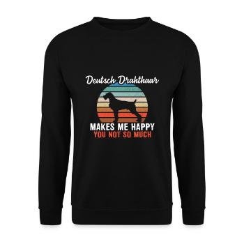 German Drahthaar makes me happy you not so much - Unisex Sweatshirt - black - Front - Alina (178cm) & Michal (187cm)