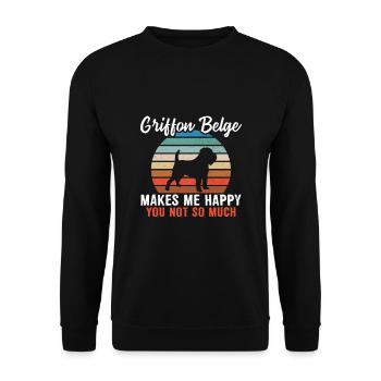 Griffon Belge makes me happy you not so much - Unisex Sweatshirt - black - Front - Alina (178cm) & Michal (187cm)