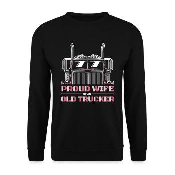 Lkw Fahrer Trucker Lastwagenfahrer Gattin - Unisex Pullover - Schwarz - Vorne - Alina (178cm) & Michal (187cm)
