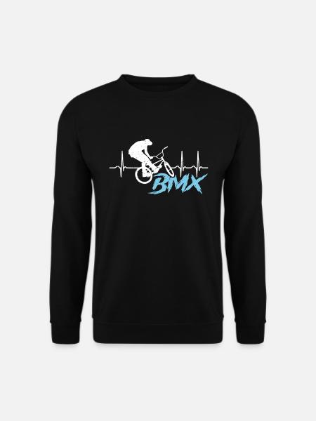 BMX Racing BMX Heartbeat Loves Bicyclette Cyclist - Unisex Pullover - Schwarz