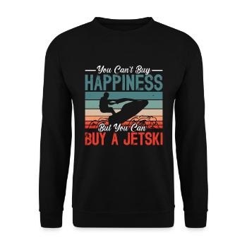 Jet Skiing You Can't Buy Happiness Retro Jet Skis - Unisex Sweatshirt - black - Front - Alina (178cm) & Michal (187cm)