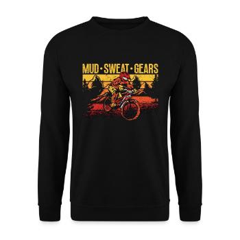 Mountain Bike Mud Sweat Gear Loves Racing Cyclist - Unisex Pullover - Schwarz - Vorne - Alina (178cm) & Michal (187cm)