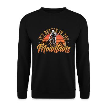 Mountain Bike It's Better In The Mountains Bicycle - Unisex Pullover - Schwarz - Vorne - Alina (178cm) & Michal (187cm)