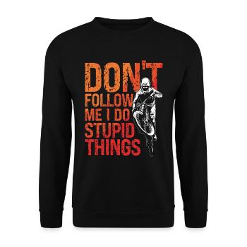 VTT Ne me suivez pas, je fais Cycliste de course - Sweat-shirt Unisexe - noir - Devant - Alina (178cm) & Michal (187cm)