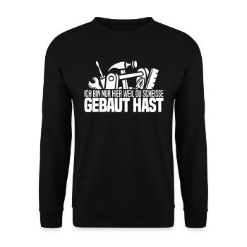 Rohrleitungsbauer Hammer - Unisex Pullover - Schwarz - Vorne - Alina (178cm) & Michal (187cm)