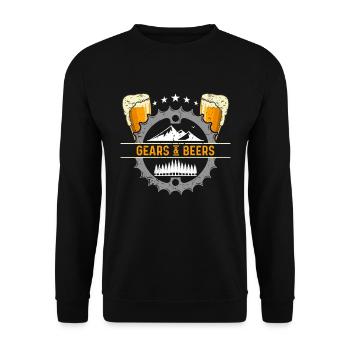 Mountain Bike Gears & Beers Loves Mountain Sports - Unisex Sweatshirt - black - Front - Alina (178cm) & Michal (187cm)