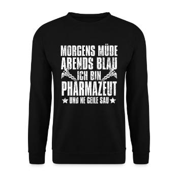 Apotheke Apotheker Morgens Mde Abends Blau - Unisex Pullover - Schwarz - Vorne - Alina (178cm) & Michal (187cm)