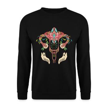 Flower Uterus Women’s Rights Feminism Pro-Choice - Sweat-shirt Unisexe - noir - Devant - Alina (178cm) & Michal (187cm)