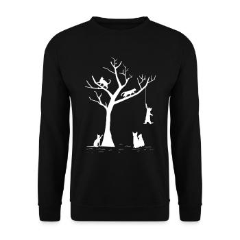 Chats ludiques Arbre Félin Chatons mignons - Sweat-shirt Unisexe - noir - Devant - Alina (178cm) & Michal (187cm)