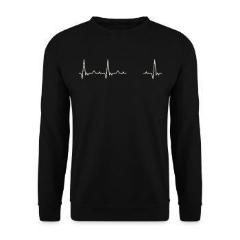 Klavier spielen Pianistin. Herz. Liebe. Ekg. - Unisex Pullover - Schwarz - Vorne - Alina (178cm) & Michal (187cm)