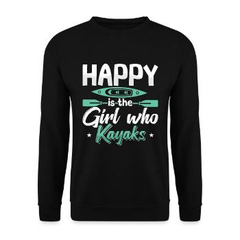 Kayaking Happy Is The Girl Who Kayaks Canoeing - Unisex Sweatshirt - black - Front - Alina (178cm) & Michal (187cm)