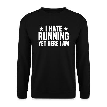 Laufen Joggen Marathon - Unisex Pullover - Schwarz - Vorne - Alina (178cm) & Michal (187cm)