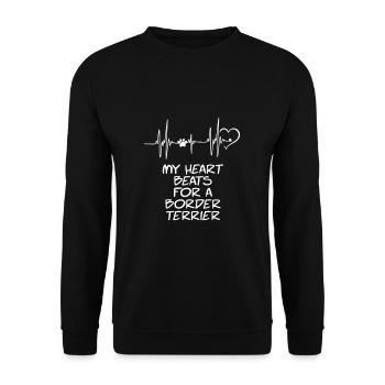 My heart beats for a Border Terrier - Unisex Sweatshirt - black - Front - Alina (178cm) & Michal (187cm)