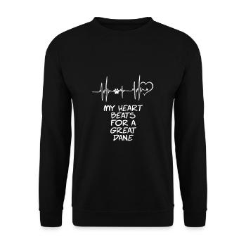 Mon cœur bat pour un grand danois - Sweat-shirt Unisexe - noir - Devant - Alina (178cm) & Michal (187cm)