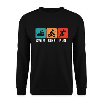 Triathlon Swim Bike Run Triathletes Competition - Unisex Pullover - Schwarz - Vorne - Alina (178cm) & Michal (187cm)