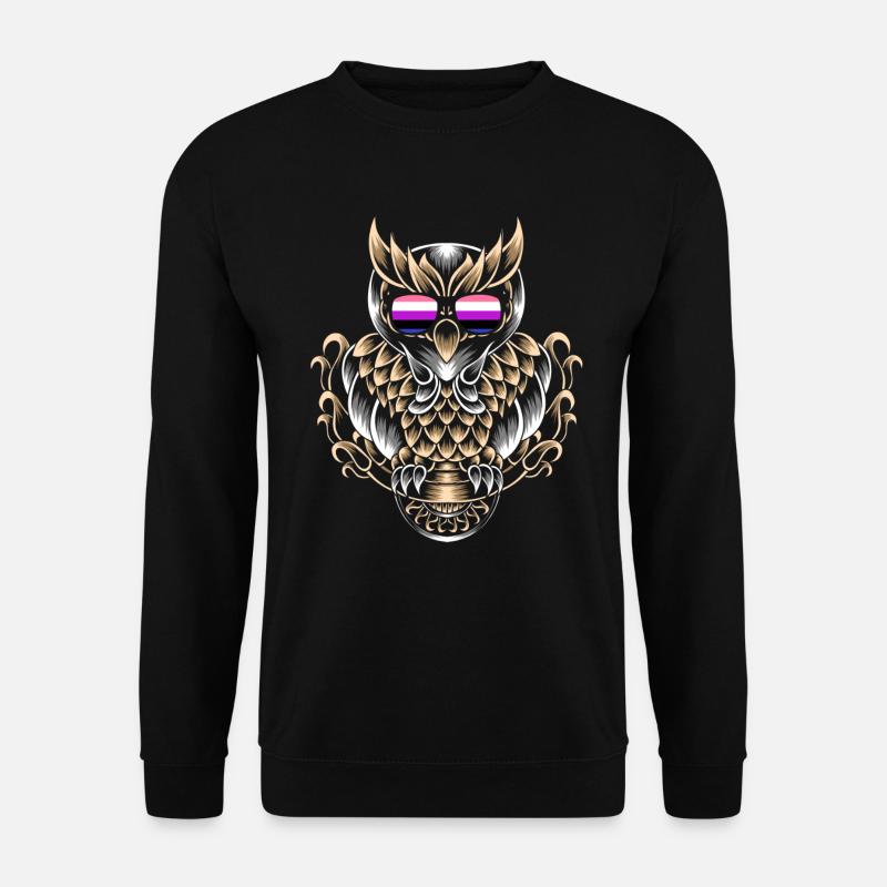 Genderfluide Eule - Unisex Pullover - Schwarz