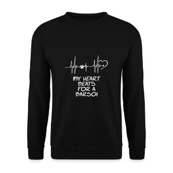 My heart beats for a Borzoi - Unisex Pullover - Schwarz - Vorne - Alina (178cm) & Michal (187cm)