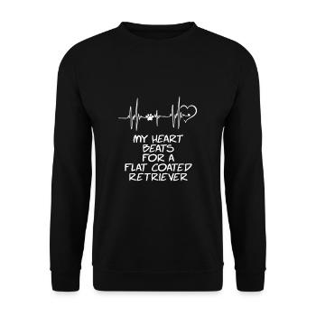 Mon cœur bat pour un Flat Coated Retriever - Sweat-shirt Unisexe - noir - Devant - Alina (178cm) & Michal (187cm)