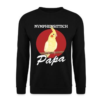 Nymphensittich Papa Vogelbesitzer Geschenk - Unisex Pullover - Schwarz - Vorne - Alina (178cm) & Michal (187cm)