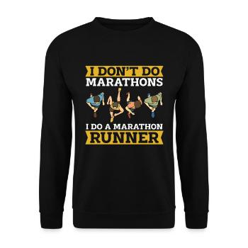 Semi-marathon Je ne fais pas de marathons d’athlétisme - Sweat-shirt Unisexe - noir - Devant - Alina (178cm) & Michal (187cm)