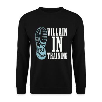 Half Marathon Villain In Training Marathon Runner - Unisex Pullover - Schwarz - Vorne - Alina (178cm) & Michal (187cm)