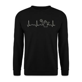 Wasserpolo männlicher Wurf. Herz. Liebe. Ekg. - Unisex Pullover - Schwarz - Vorne - Alina (178cm) & Michal (187cm)