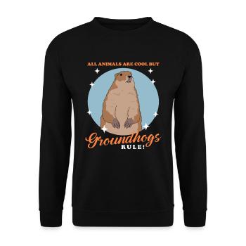 Murmeltiere Mankai Groundhog Munggen Geschenk - Unisex Pullover - Schwarz - Vorne - Alina (178cm) & Michal (187cm)