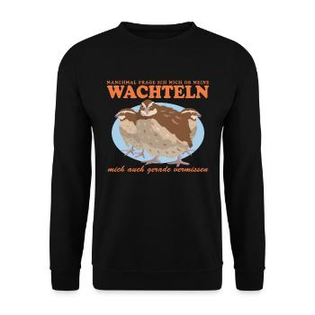 Wachtel Wachtelzüchter | Wachtelhaltung Geschenk - Unisex Pullover - Schwarz - Vorne - Alina (178cm) & Michal (187cm)