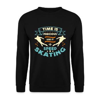 Speed Skating Time Is Precious Use It Short Track - Unisex Pullover - Schwarz - Vorne - Alina (178cm) & Michal (187cm)
