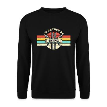 Cross Country Skiing I'd Rather Be Retro Ski Race - Unisex Sweatshirt - black - Front - Alina (178cm) & Michal (187cm)