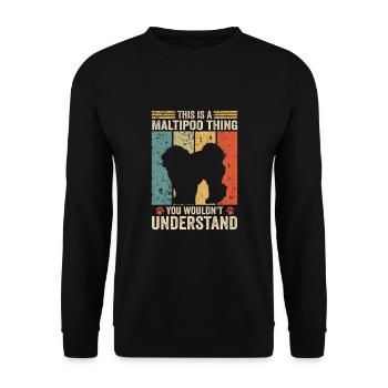 This is a Maltipoo thing - Unisex Pullover - Schwarz - Vorne - Alina (178cm) & Michal (187cm)