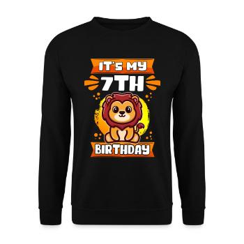 7. Geburtstag | 7 Jahre alt Geschenkidee Geschenk - Unisex Pullover - Schwarz - Vorne - Alina (178cm) & Michal (187cm)