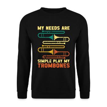 Trombone My Needs Are Simple Retro Marching Band - Unisex Sweatshirt - black - Front - Alina (178cm) & Michal (187cm)