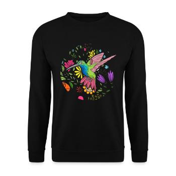 Colorful Bird Flower Women Bird Watching - Unisex Sweatshirt - black - Front - Alina (178cm) & Michal (187cm)
