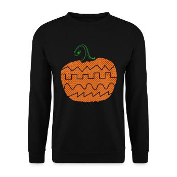 Synthesizer Kürbis Halloween Synth - Unisex Pullover - Schwarz - Vorne - Alina (178cm) & Michal (187cm)